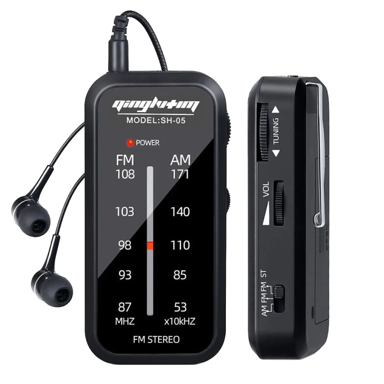 Máy nghe thử mini SH-05 đặc biệt, radio FM/AM hai băng tần kiểu chân ghim kèm kẹp sau, SH-05