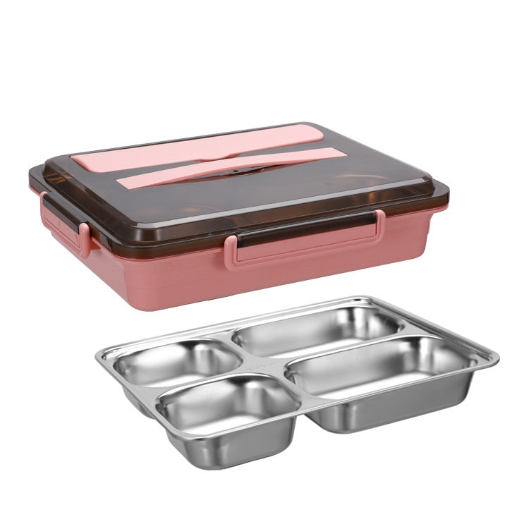 Hộp cơm inox 304 giữ nhiệt chống rò rỉ cho sinh viên ký túc xá, hộp bento 4 ngăn màu hồng, 4 ngăn màu đen, 4 ngăn màu xanh dương, 5 ngăn màu hồng
