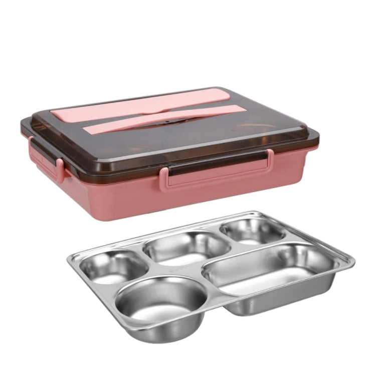 Hộp cơm inox 304 giữ nhiệt chống rò rỉ cho sinh viên ký túc xá, hộp bento 4 ngăn màu hồng, 4 ngăn màu đen, 4 ngăn màu xanh dương, 5 ngăn màu hồng