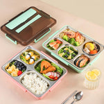 Hộp cơm inox 304 giữ nhiệt chống rò rỉ cho sinh viên ký túc xá, hộp bento 4 ngăn màu hồng, 4 ngăn màu đen, 4 ngăn màu xanh dương, 5 ngăn màu hồng