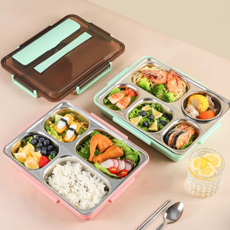 Hộp cơm inox 304 giữ nhiệt chống rò rỉ cho sinh viên ký túc xá, hộp bento 4 ngăn màu hồng, 4 ngăn màu đen, 4 ngăn màu xanh dương, 5 ngăn màu hồng