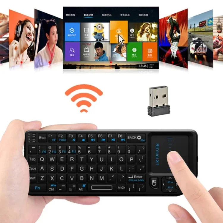 Bộ bàn phím mini không dây cổ điển Rii X1 2.4G gồm bàn phím số và chuột tích hợp
