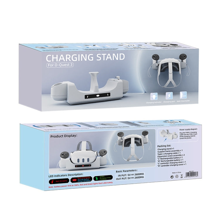 Giá đỡ sạc gắn tường nhanh có đèn báo LED cho mũ bảo hiểm VR Meta Quest 3