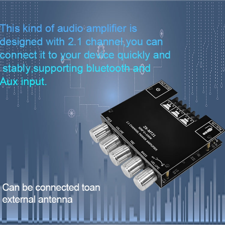 Module ampli kỹ thuật số Bluetooth ZK-MT21 công suất 50W x 2 + 100W 2.1 kênh, ZK-MT21