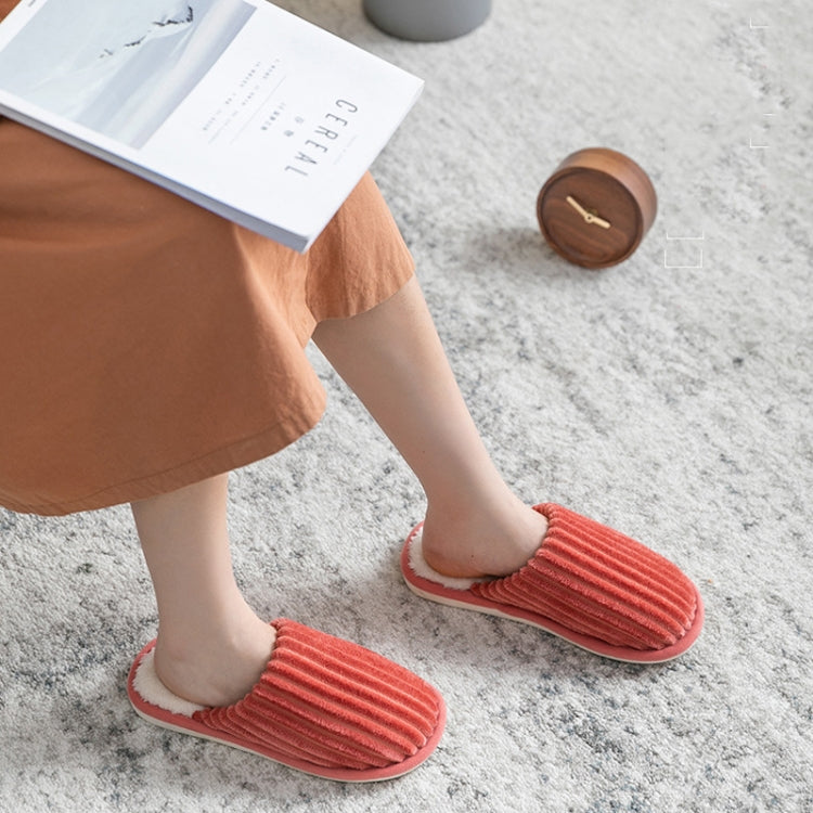 Dép bông nhung cotton mùa đông ấm áp, đế dày chống trượt, giày đế bằng, cỡ 36-37, 38-39, 40-41, 42-43, 44-45