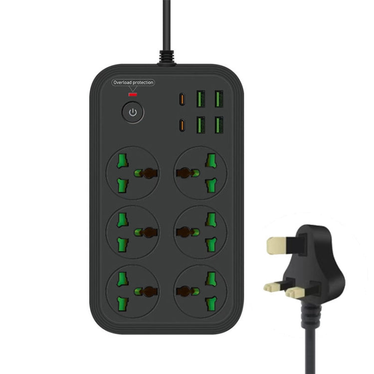 Ổ cắm đa năng chống cháy T24 2m 3000W 6 ổ cắm + PD + 4 cổng USB có công tắc, phích cắm UK, phích cắm US