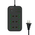 Ổ cắm đa năng chống cháy T24 2m 3000W 6 ổ cắm + PD + 4 cổng USB có công tắc, phích cắm UK, phích cắm US