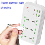 Ổ cắm đa năng chống cháy T24 2m 3000W 6 ổ cắm + PD + 4 cổng USB có công tắc, phích cắm UK, phích cắm US