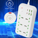 Ổ cắm đa năng chống cháy T24 2m 3000W 6 ổ cắm + PD + 4 cổng USB có công tắc, phích cắm UK, phích cắm US