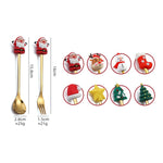 4 cái / Gói Bộ Đồ Ăn Thép Không Gỉ Búp Bê Hoạt Hình Giáng Sinh, 1 Muỗng, 1 Nĩa, 1 Muỗng D
