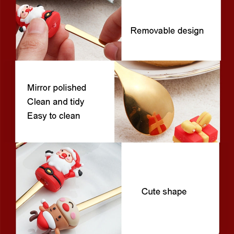 4 cái / Gói Bộ Đồ Ăn Thép Không Gỉ Búp Bê Hoạt Hình Giáng Sinh, 1 Muỗng, 1 Nĩa, 1 Muỗng D