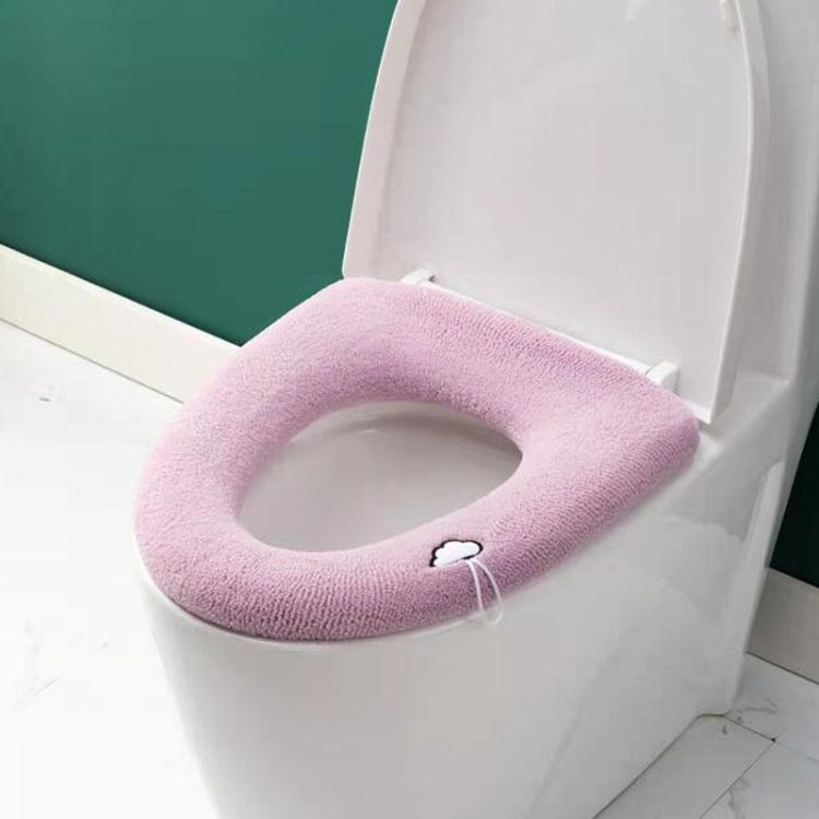 Miếng lót bồn cầu dệt kim có thể giặt, dày dặn, ấm áp, có tay cầm màu hồng, xám, xanh, loại phẳng màu hồng, xám, xanh