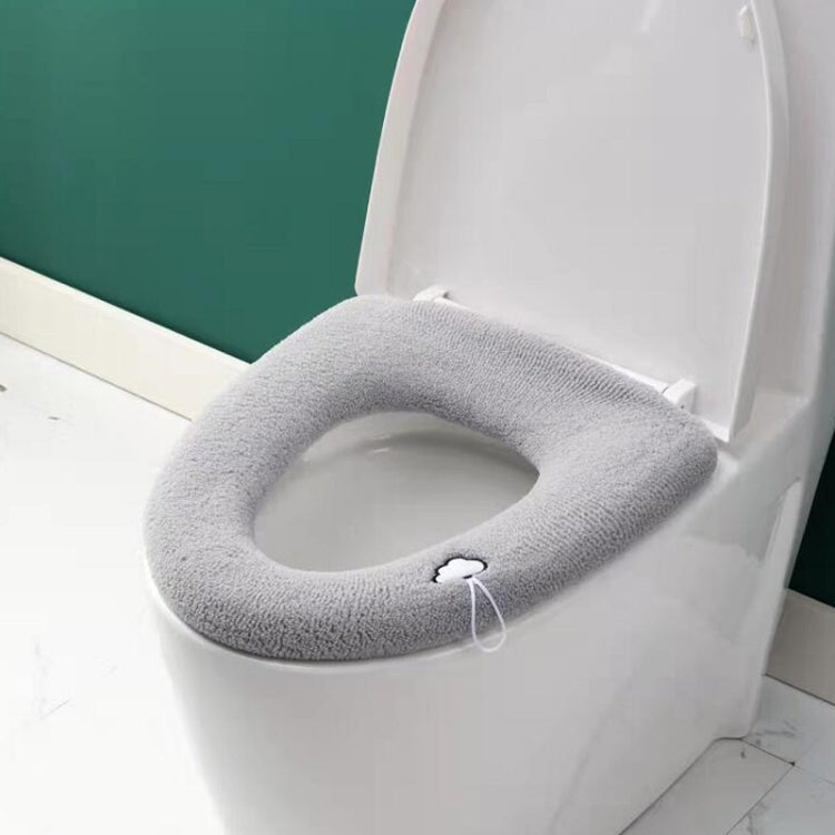Miếng lót bồn cầu dệt kim có thể giặt, dày dặn, ấm áp, có tay cầm màu hồng, xám, xanh, loại phẳng màu hồng, xám, xanh