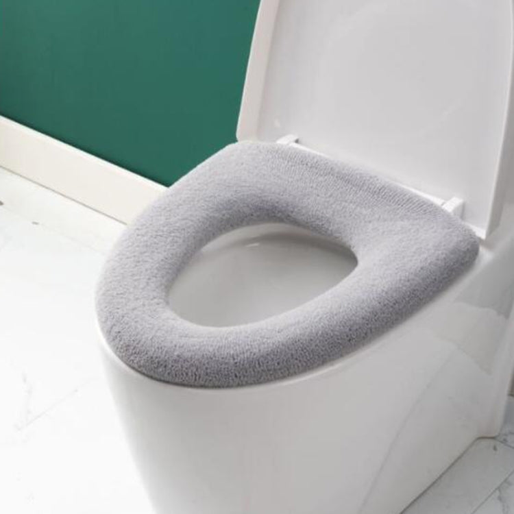 Miếng lót bồn cầu dệt kim có thể giặt, dày dặn, ấm áp, có tay cầm màu hồng, xám, xanh, loại phẳng màu hồng, xám, xanh