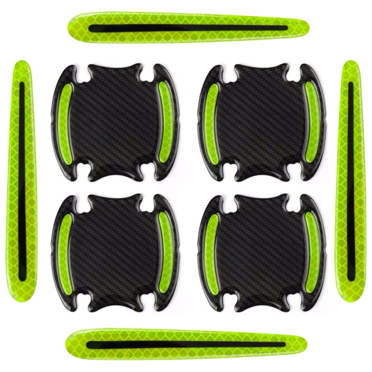 8pcs/set Car Door Handle Rearview Mirror Safety Warning Protective Reflective Sticker, Red, Yellow, White, Blue, Fluorescent Green