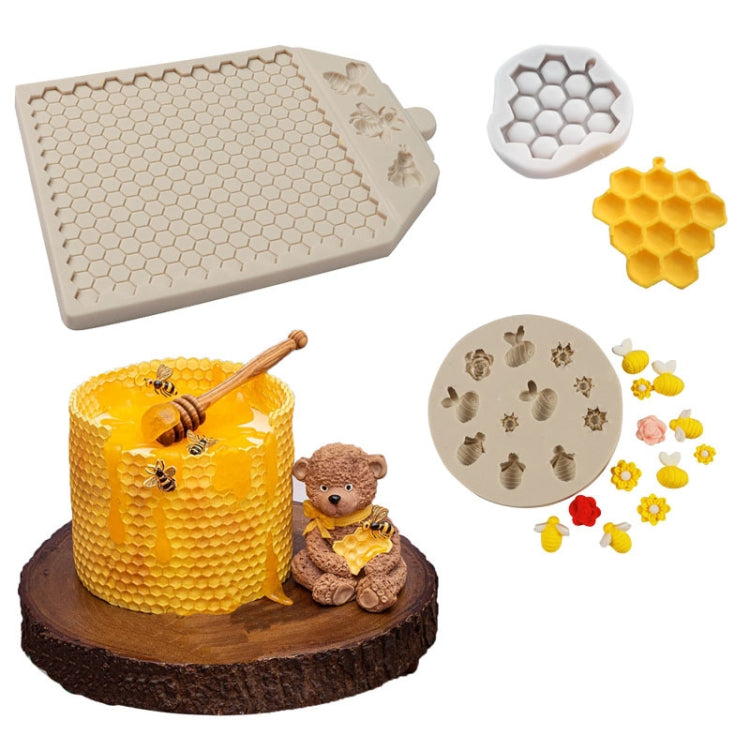 Khuôn Silicone Hình Tổ Ong Có Kết Cấu Khuôn Bánh Fondant Socola Con Ong, Mk-2019 Xám Nhạt, Mk-2340 Xám Nhạt, Mk-2373 Hồng, Mk-2373 Xám Nhạt