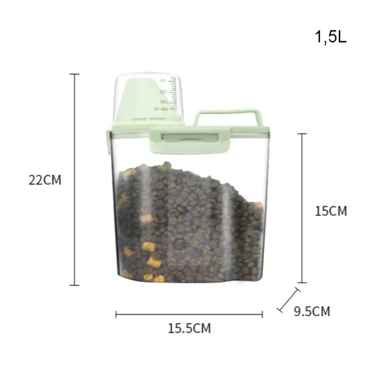 Thùng đựng thức ăn cho thú cưng, 4 khóa, chống ẩm, hộp đựng thức ăn cho chó, 1.5L, 2.5L
