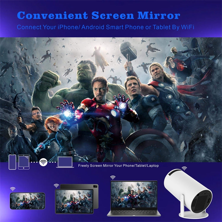 Máy chiếu thông minh HY300 hệ điều hành Android 11.0, độ sáng 120 lumen, máy chiếu di động, phích cắm US, UK, AU, EU