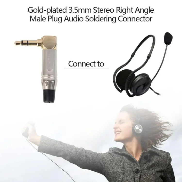 Phích cắm hàn dây tai nghe stereo 3.5mm hình chữ L góc 90 độ hợp kim kẽm, hợp kim kẽm