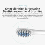 Bàn chải điện siêu âm sạc lại được với lông mềm, 6 cấp độ, kèm 4 bàn chải thay thế