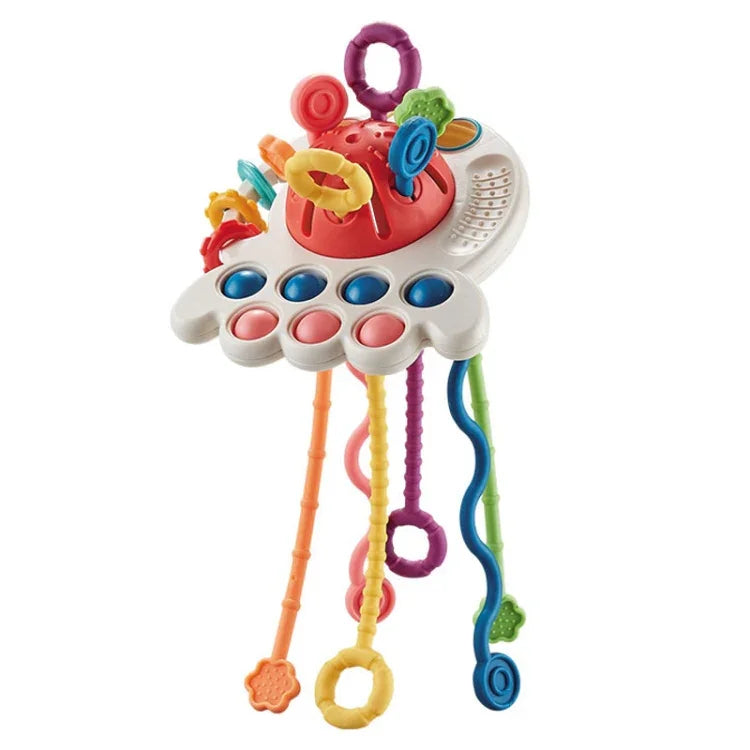 Baby Puzzle Fun Finger Pumping Toys Enlightenment Early Teaching Toys, Octopus (Blue), Octopus (Red), Cartoon Crab (Orange), Cartoon Crab (Green), Rocket (Blue), Rocket (Red), Flying Sword (Red), Flying Sword (White), Crab, Space Ship, Mobile Phone Rab...