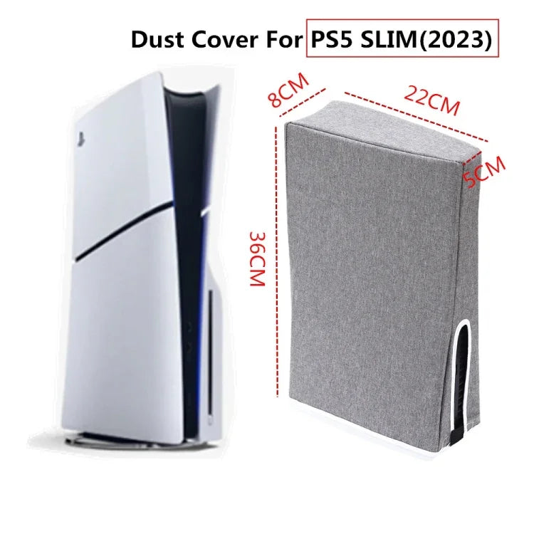 Vỏ bảo vệ chống bụi cho máy chủ PS5 Slim Disc & Digital, màu xám đứng, đen đứng, xám ngang, đen ngang