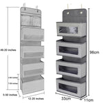 Túi vải treo tường GD03, túi đựng đồ sau cửa tủ quần áo, 4+1 ngăn màu xám, 4+1 ngăn màu be, túi hoa đèn lồng 4 ngăn