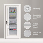 Túi vải treo tường GD03, túi đựng đồ sau cửa tủ quần áo, 4+1 ngăn màu xám, 4+1 ngăn màu be, túi hoa đèn lồng 4 ngăn