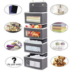 Túi vải treo tường GD03, túi đựng đồ sau cửa tủ quần áo, 4+1 ngăn màu xám, 4+1 ngăn màu be, túi hoa đèn lồng 4 ngăn