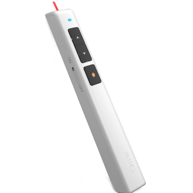 Deli Bút clicker lật trang USB 2.4GHz với ánh sáng đỏ cho PPT, 2802 (Đen), 2802 (Trắng)