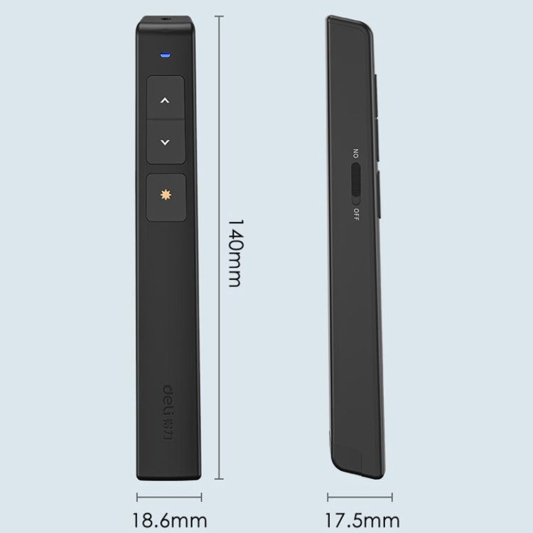 Deli Bút clicker lật trang USB 2.4GHz với ánh sáng đỏ cho PPT, 2802 (Đen), 2802 (Trắng)