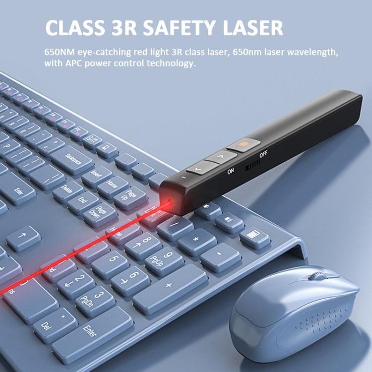 Deli Bút clicker lật trang USB 2.4GHz với ánh sáng đỏ cho PPT, 2802 (Đen), 2802 (Trắng)