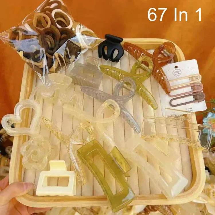 Bộ phụ kiện tóc kết hợp kẹp tóc, vòng tóc, băng đô phong cách đơn giản, 111 trong 1, 31 trong 1, 67 trong 1