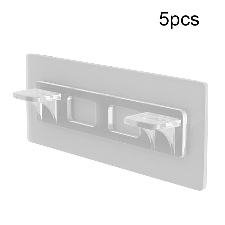 5 cái kẹp đỡ kệ dán tường bằng nhựa cho tủ quần áo, kệ không cần khoan, kẹp đỡ kệ dài có ngăn đôi