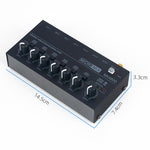 Bộ trộn âm thanh stereo 6 kênh siêu nhỏ gọn, ít ồn, phích cắm Mỹ, MIX600