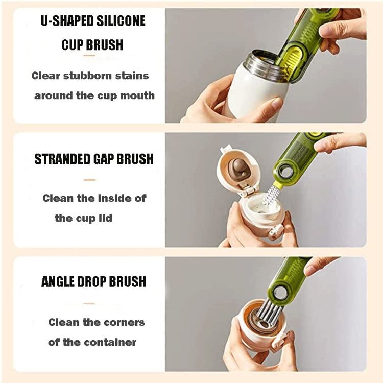 Bàn Chải Vệ Sinh Nắp Cốc Hình Chữ U 3 Trong 1 Dụng Cụ Làm Sạch Rãnh Nắp Bình Nước, Màu Xanh Dương B, Màu Xanh Lá B