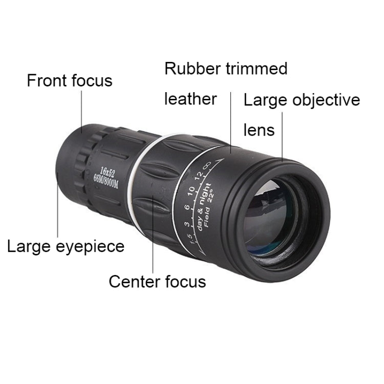 Ống nhòm đơn quan sát chim ngoài trời 16x52 độ nét cao, lăng kính 16x52, phim xanh 16x52, không túi 16x52, kèm kẹp+chân máy 16x52