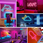 Bộ đèn LED dây silicone neon mềm dẻo USB 5V 2m, USB (hồng), USB (màu ấm), USB (xanh dương)