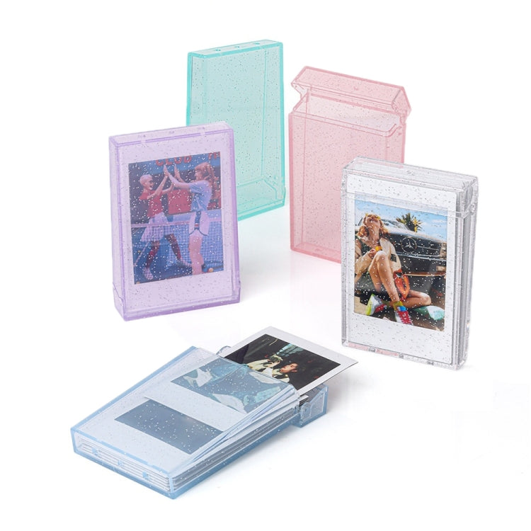 Hộp ảnh lấp lánh kem 3 inch hộp lưu trữ thẻ ảnh người nổi tiếng cho Polaroid, trong suốt, hồng, tím, xanh dương, xanh lá