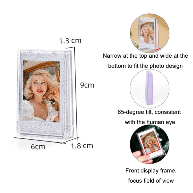 Hộp ảnh lấp lánh kem 3 inch hộp lưu trữ thẻ ảnh người nổi tiếng cho Polaroid, trong suốt, hồng, tím, xanh dương, xanh lá