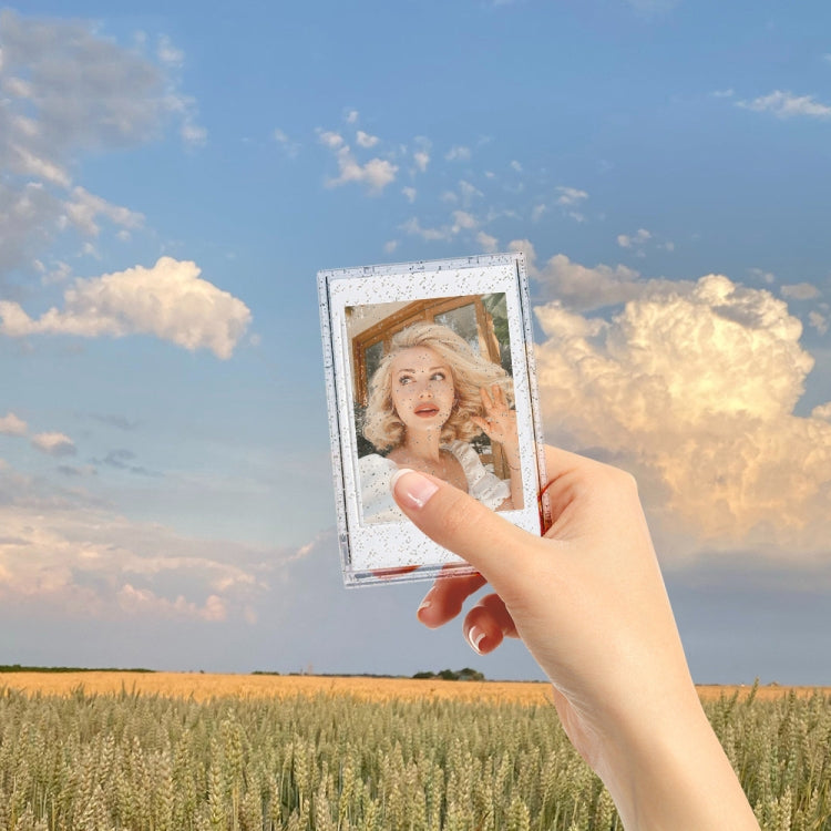 Hộp ảnh lấp lánh kem 3 inch hộp lưu trữ thẻ ảnh người nổi tiếng cho Polaroid, trong suốt, hồng, tím, xanh dương, xanh lá
