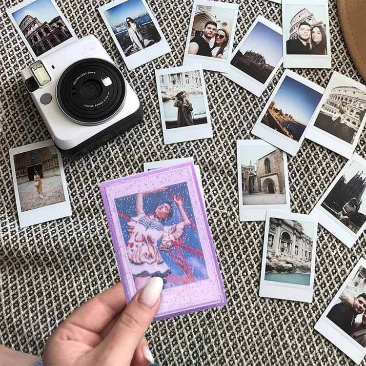 Hộp ảnh lấp lánh kem 3 inch hộp lưu trữ thẻ ảnh người nổi tiếng cho Polaroid, trong suốt, hồng, tím, xanh dương, xanh lá