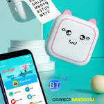 Máy in ảnh nhiệt Bluetooth mini M5 hình hoạt hình, màu xanh dương, màu hồng