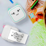 Máy in ảnh nhiệt Bluetooth mini M5 hình hoạt hình, màu xanh dương, màu hồng
