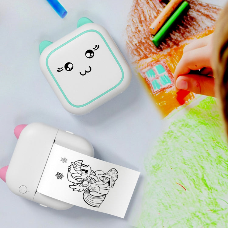 Máy in ảnh nhiệt Bluetooth mini M5 hình hoạt hình, màu xanh dương, màu hồng
