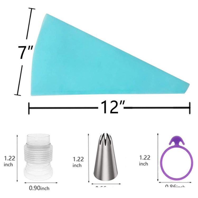 Bộ túi bắt kem silicon 15 trong 1, đầu phun bánh inox, 15 cái/bộ