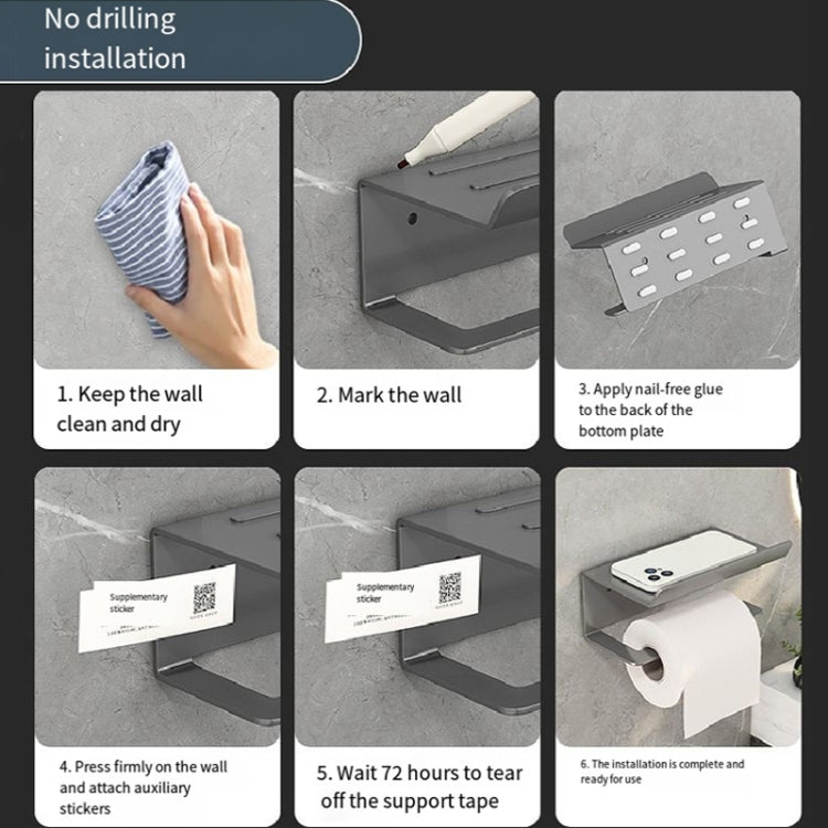 Kệ nhà tắm 2 trong 1 không cần đục lỗ, giá đựng giấy, điện thoại và đồ dùng cá nhân