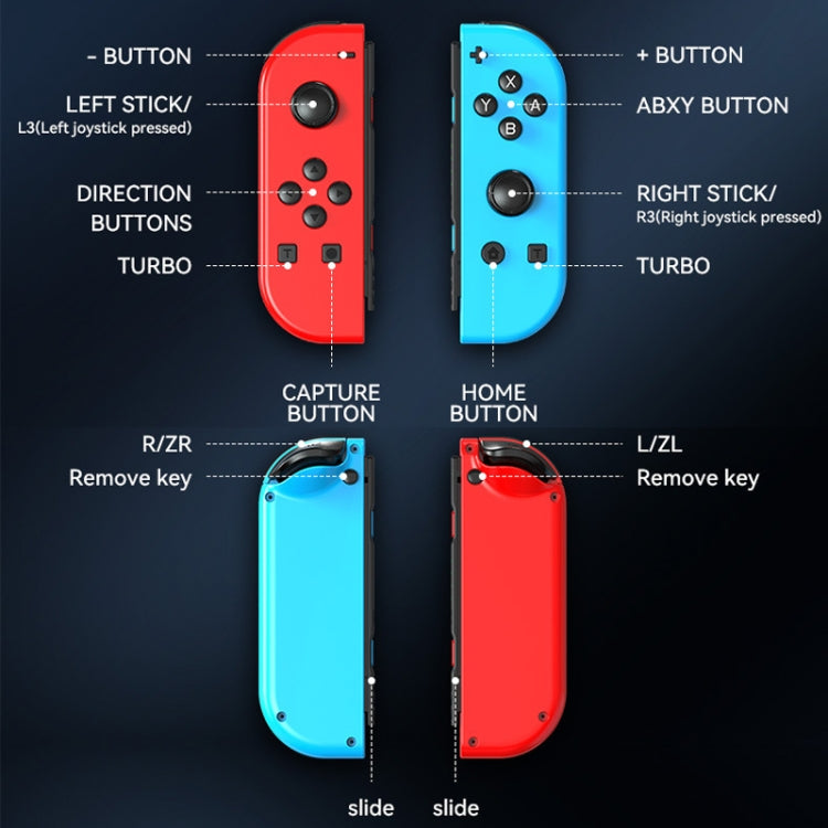 Tay cầm trái và phải JOY-02 có đèn RGB, cảm giác thân máy, gamepad Bluetooth cho Switch / Switch OLED / Switch Pro / Switch Lite / Switch Joycon, màu xanh dương đỏ, xanh lá xanh dương, trắng