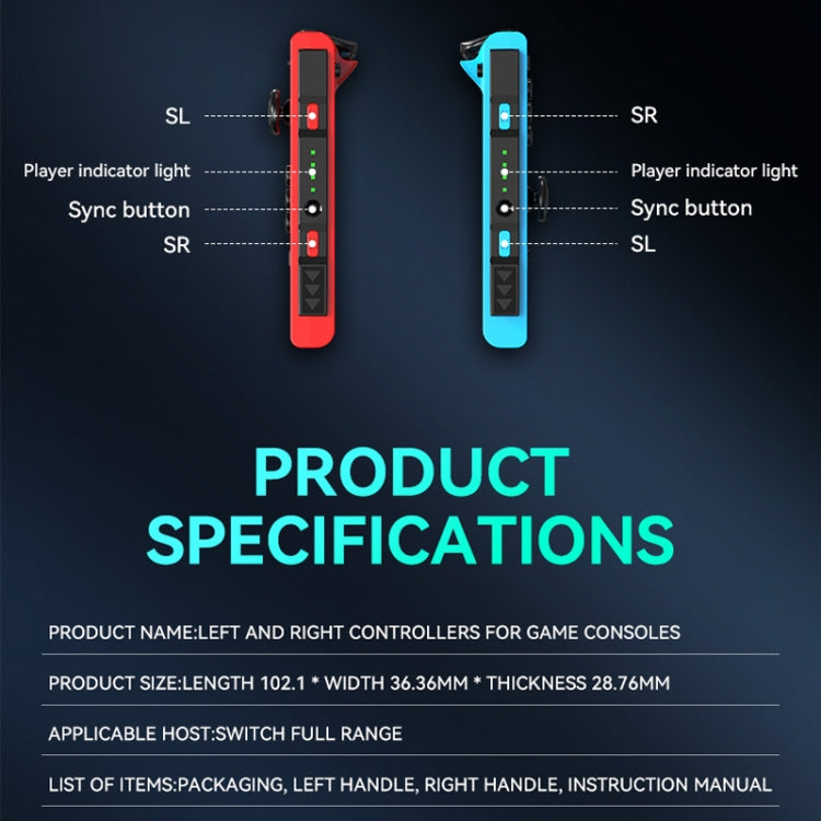 Tay cầm trái và phải JOY-02 có đèn RGB, cảm giác thân máy, gamepad Bluetooth cho Switch / Switch OLED / Switch Pro / Switch Lite / Switch Joycon, màu xanh dương đỏ, xanh lá xanh dương, trắng