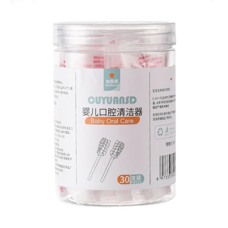 CUYUANSD 30 miếng/gói khăn lau lưỡi và làm sạch miệng cho bé, kiểu cổ điển